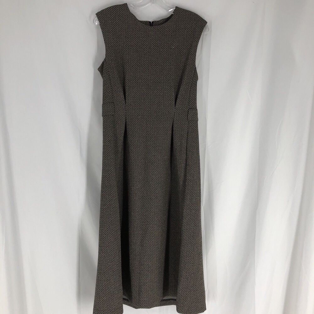 Calvin Klein Plaid Sheath Dress Size 6 Brown Career Office Business Midi